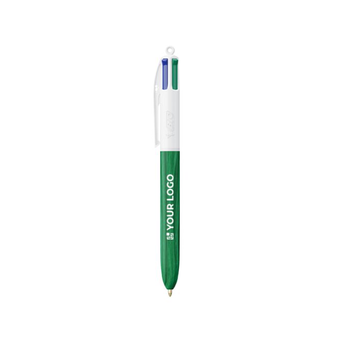 Penna a sfera in plastica effetto legno prodotta nell’UE con 4 inchiostri BIC®