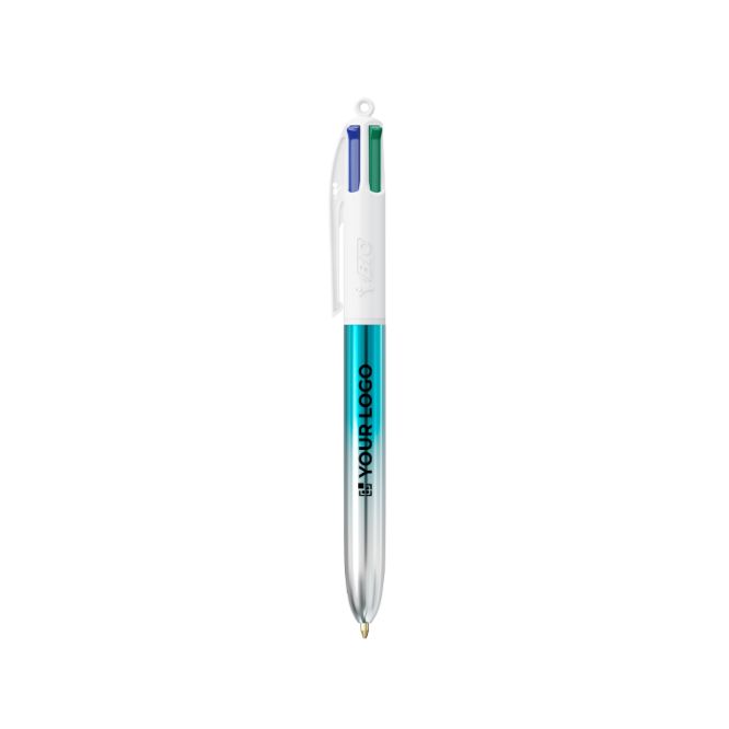 Penna a sfera in plastica prodotta nell’UE con meccanismo multicartuccia e inchiostro 4 colori BIC®