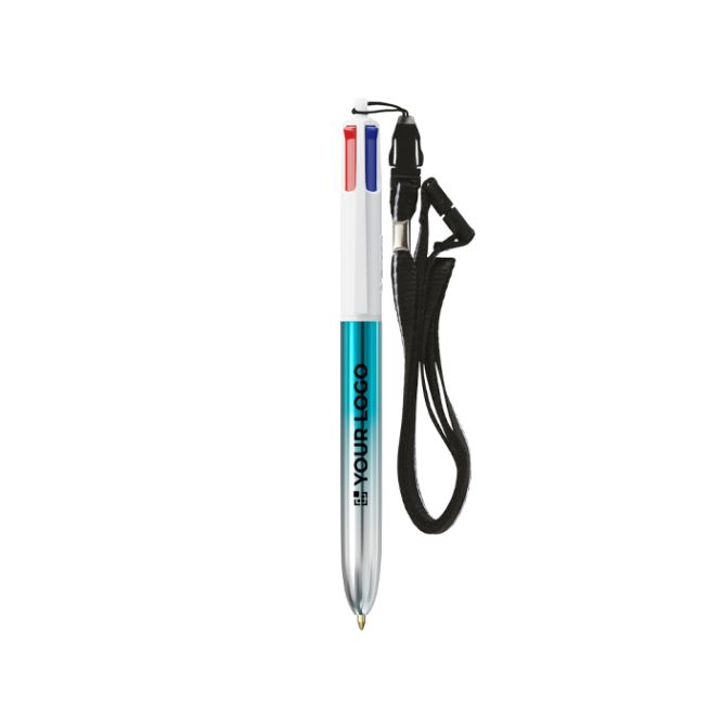 Penna a sfera in plastica bicolore metallizzata con inchiostro a 4 colori BIC®