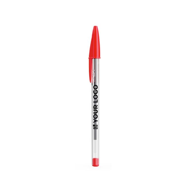 Penna a sfera classica in plastica trasparente con inchiostro rosso BIC® Cristal®
