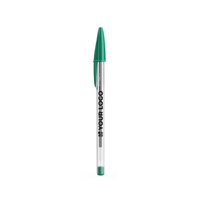 Penna a sfera classica in plastica trasparente con inchiostro verde BIC® Cristal®