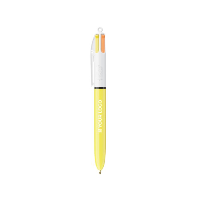 Penna a sfera in plastica con fusto giallo e inchiostro a 4 colori Sun BIC®