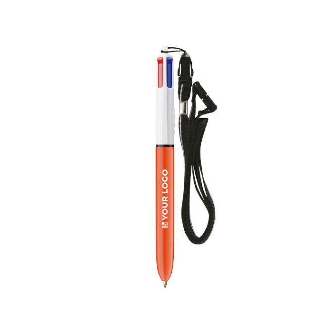 Penna a sfera in plastica con lanyard e scrittura fine a 4 colori BIC®