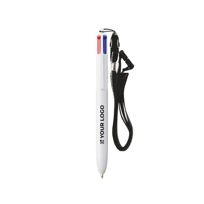 Penna a sfera in plastica riciclata con lanyard e inchiostro a 4 colori BIC®