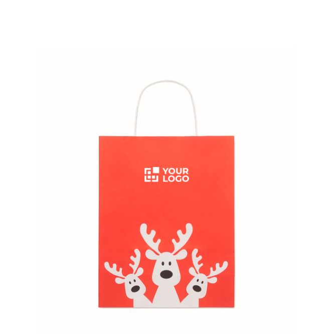Borsa regalo natalizia di carta piccola, prodotta in UE