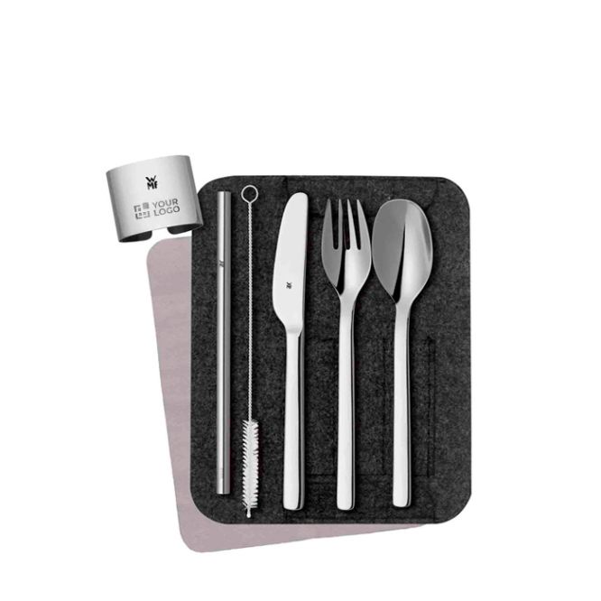 Custodia con set di posate in acciaio inox e cannuccia WMF