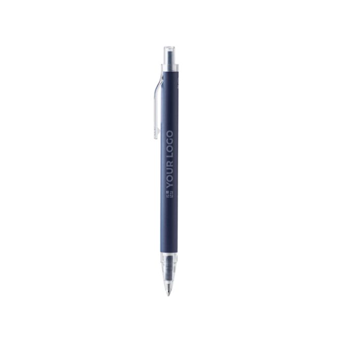 Penna in alluminio riciclato opaco con clip trasparente, inchiostro blu