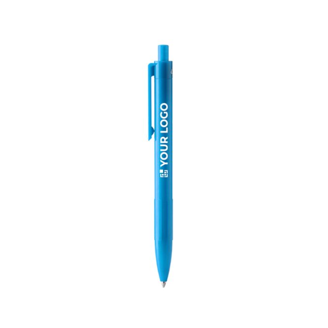Penna a sfera in plastica riciclata con clip e pulsante coordinati, inchiostro blu