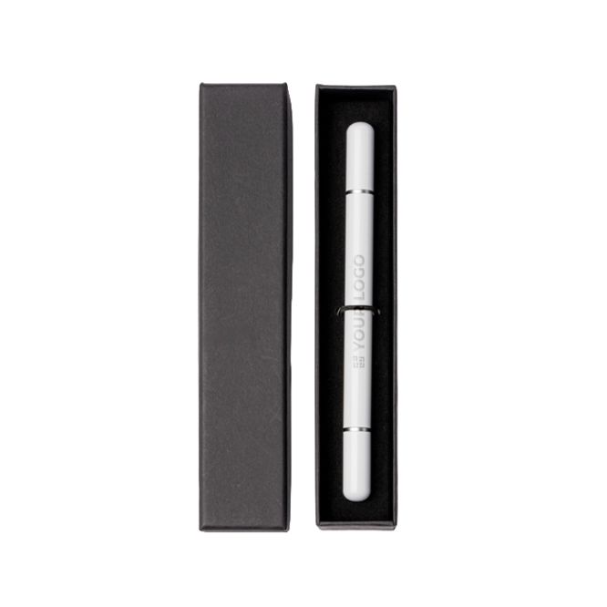Penna a corpo metallico 2 in 1 con punta infinita e inchiostro blu