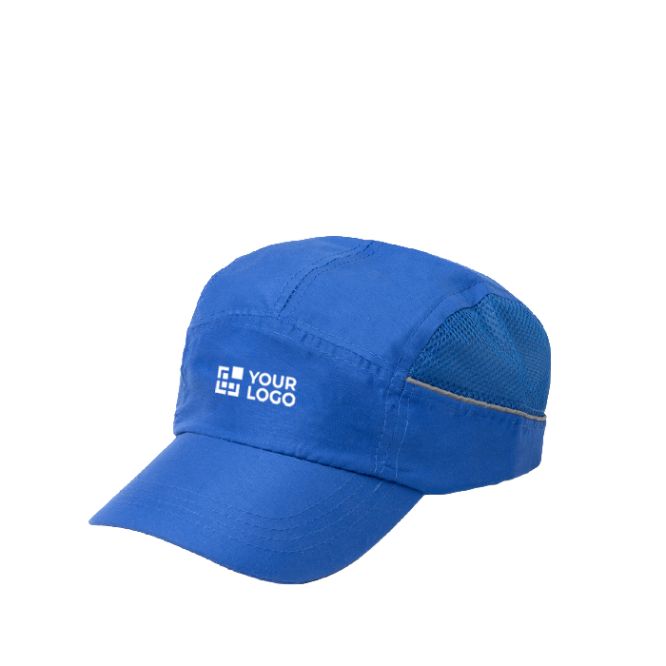 Cappellino sportivo con rete laterale e nastro riflettente 100 g/m2