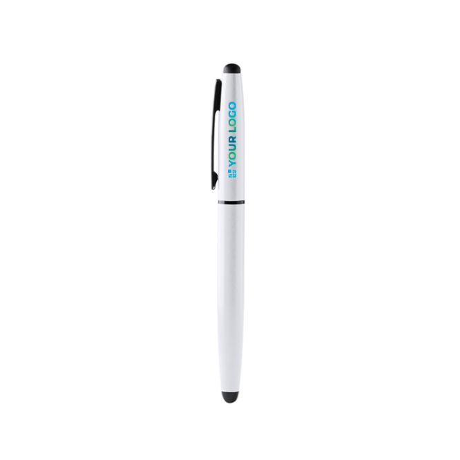 Penna roller in alluminio riciclato con puntatore touch, inchiostro blu