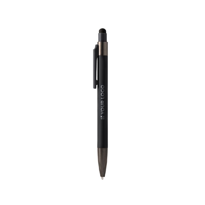 Penna a sfera in alluminio con puntatore touch e inchiostro blu