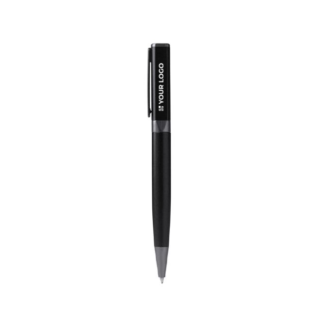 Penna a sfera girevole in alluminio riciclato con refill jumbo a inchiostro blu