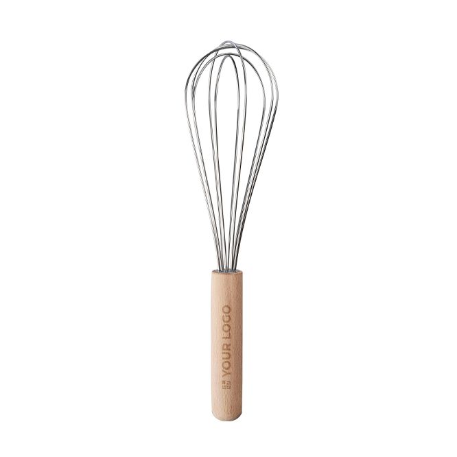 Frusta a mano in acciaio inox con manico in legno personalizzabile