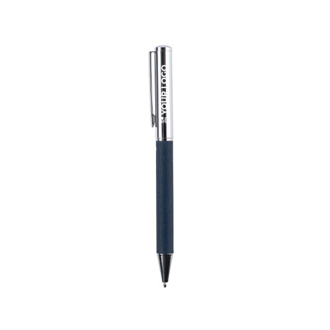 Penna roller girevole in ottone e RPET personalizzabile inchiostro blu