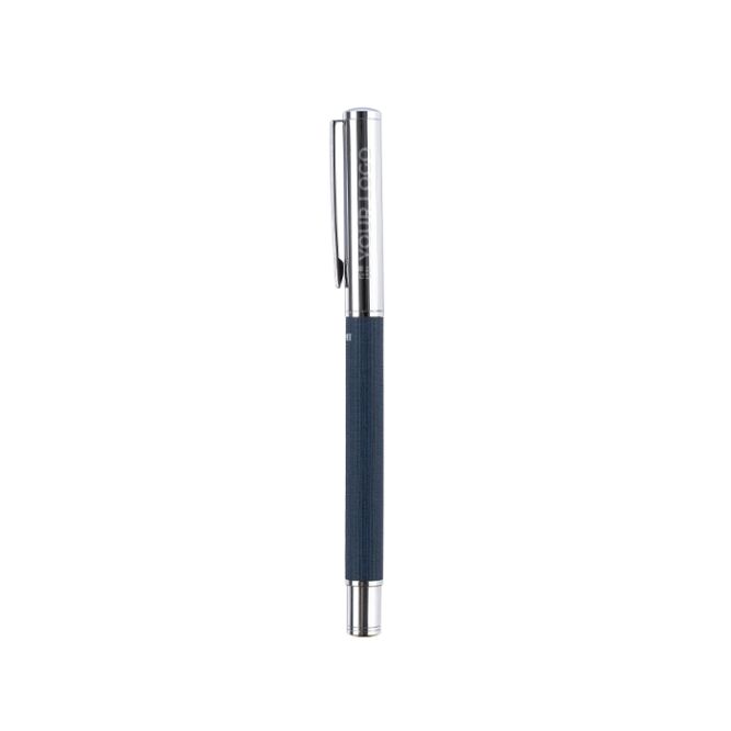 Penna roller in ottone e RPET personalizzabile con inchiostro blu