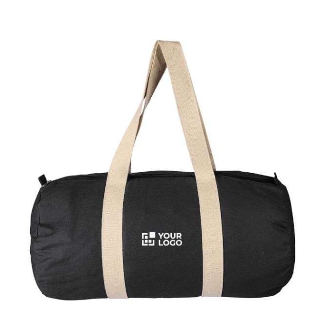 Borsa sportiva in cotone OEKO-TEX con zip e manici lunghi