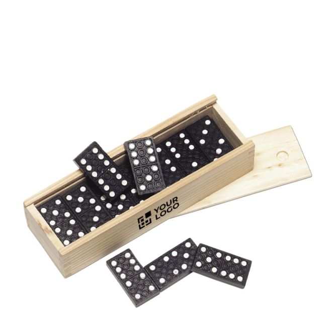 Gioco del domino con tessere in legno FSC in custodia di legno