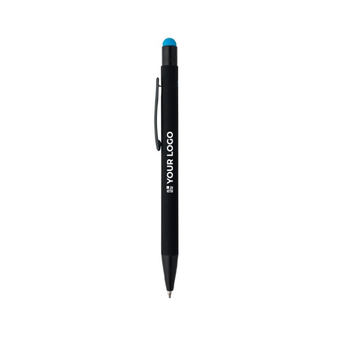 Penna a sfera in alluminio riciclato con rivestimento in gomma e inchiostro blu