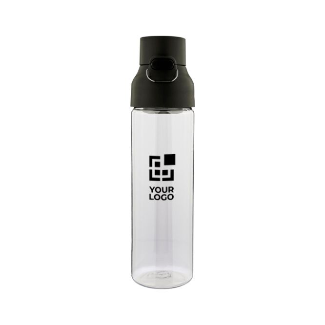 Bottiglia in tritan trasparente con tappo colorato e chiusura a scatto 750ml
