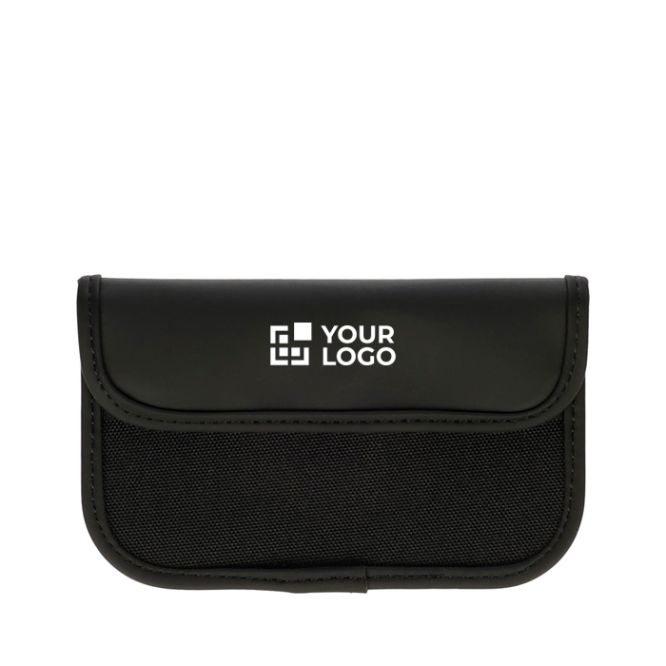 Custodia in RPET per chiavi e carte con blocco RFID e chiusura in Velcro