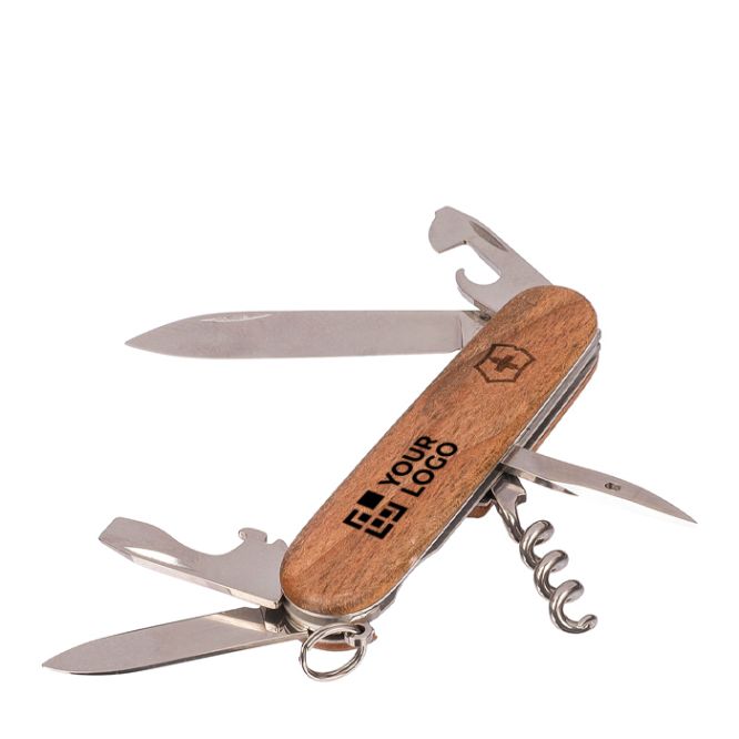 Coltellino Victorinox in acciaio inox e legno con 10 funzioni