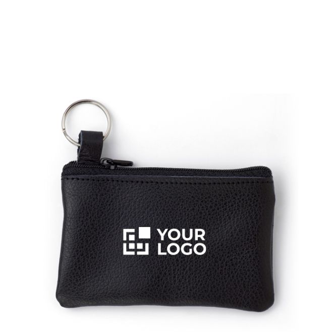 Portamonete in pelle con zip e portachiavi personalizzabile