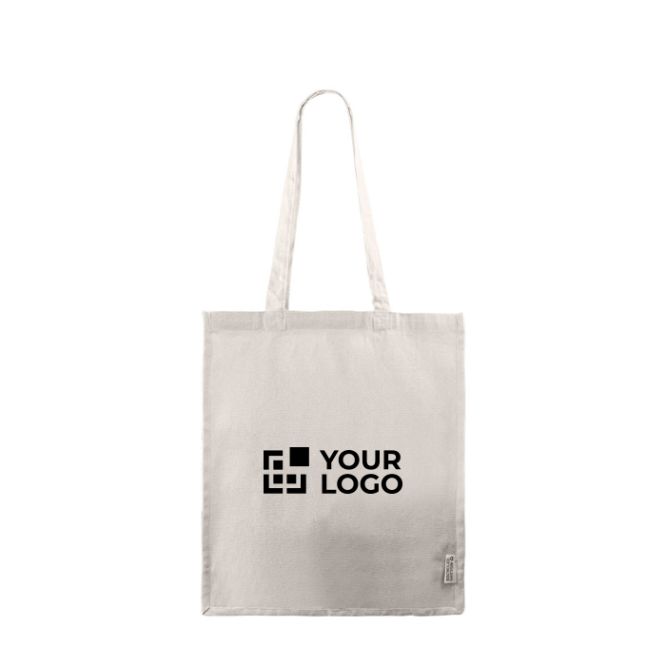 Shopper in cotton canvas riciclato con manici lunghi 240 g/m2
