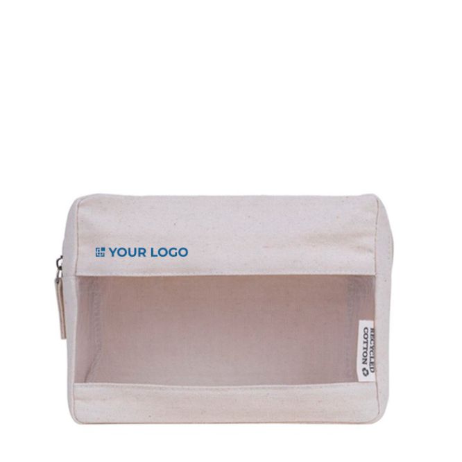 Beauty case in canvas riciclato con rete frontale da 320g/m2