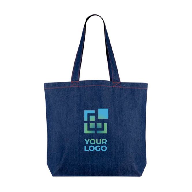 Borsa in denim riciclato personalizzabile con manici lunghi 280 g/m2