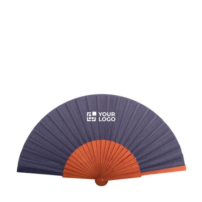 Ventaglio personalizzabile in legno scuro e tessuto di poliestere 23cm