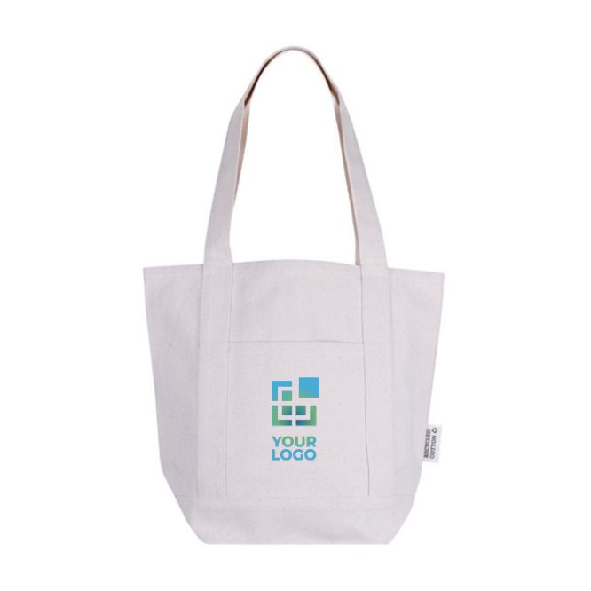 Borsa in cotone riciclato con tasca esterna laterale