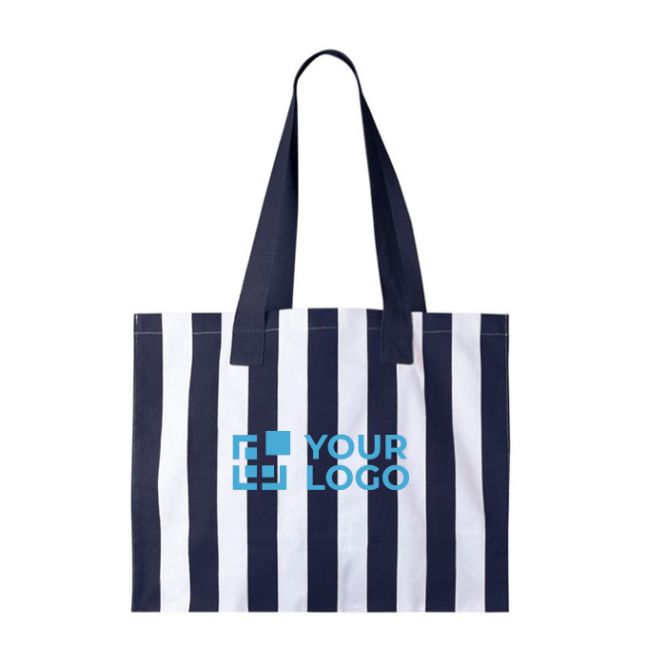 Borsa grande in cotone riciclato con righe verticali