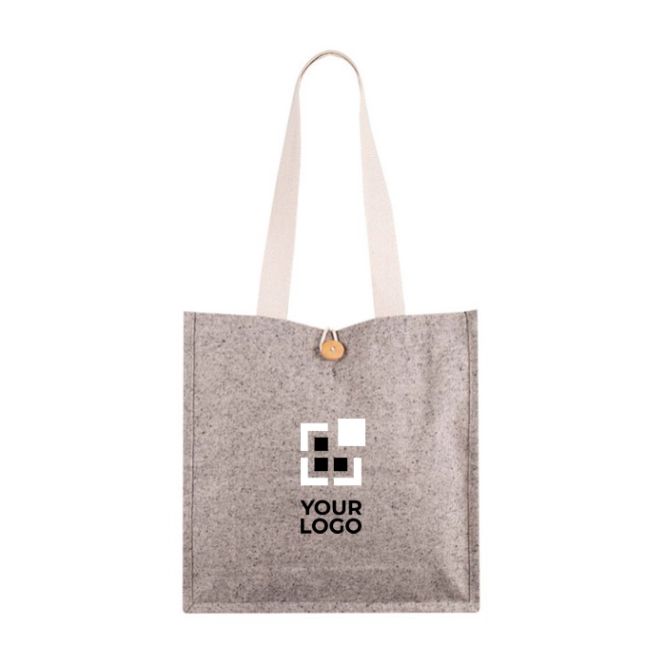 Borsa in cotone effetto mélange con bottone di chiusura
