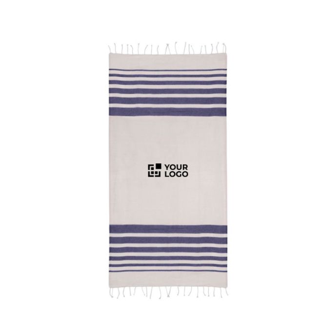 Pareo in cotone riciclato e poliestere con frange 150 g/m2