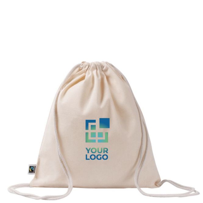 Zaino con cordini in cotone Fairtrade 140 g/m2