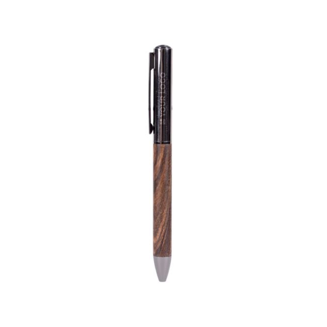 Penna elegante in legno con meccanismo a rotazione e inchiostro blu