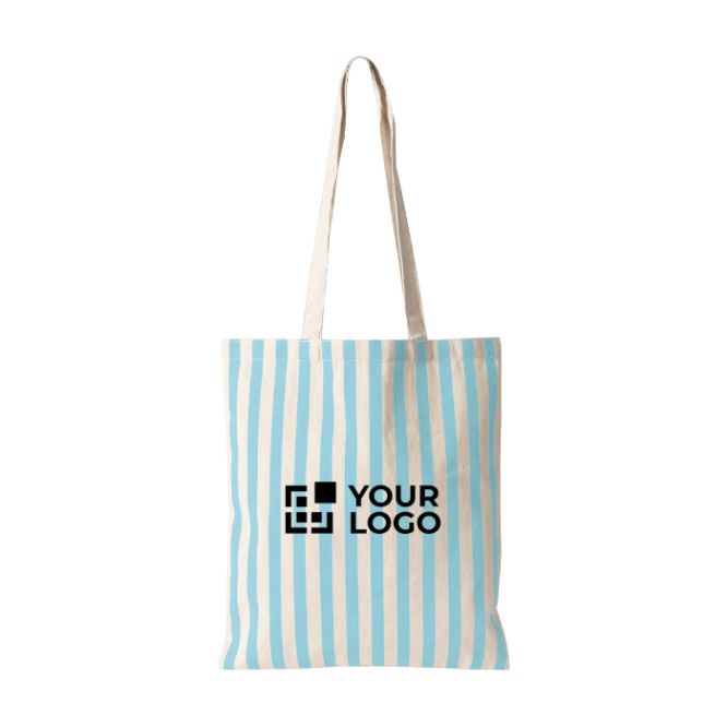 Borsa in cotone riciclato con manici lunghi e design a righe 180 g/m²