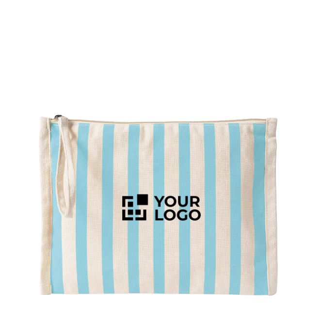Beauty case in cotone riciclato con laccetto tipo bracciale 180 g/m²