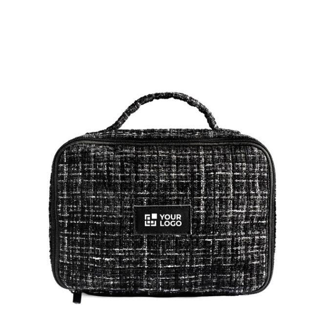 Beauty case in poliestere effetto tweed con apertura totale 270 g/m²