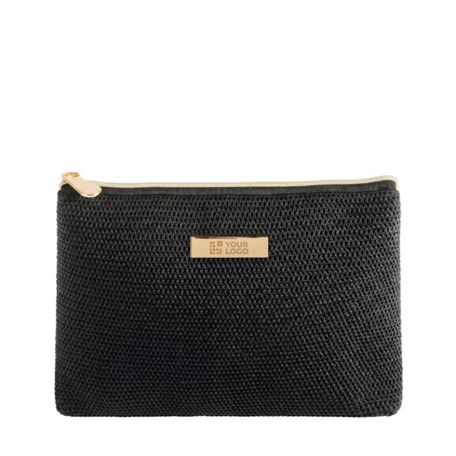 Necessaire in tessuto testurizzato con chiusura a zip e base stretta