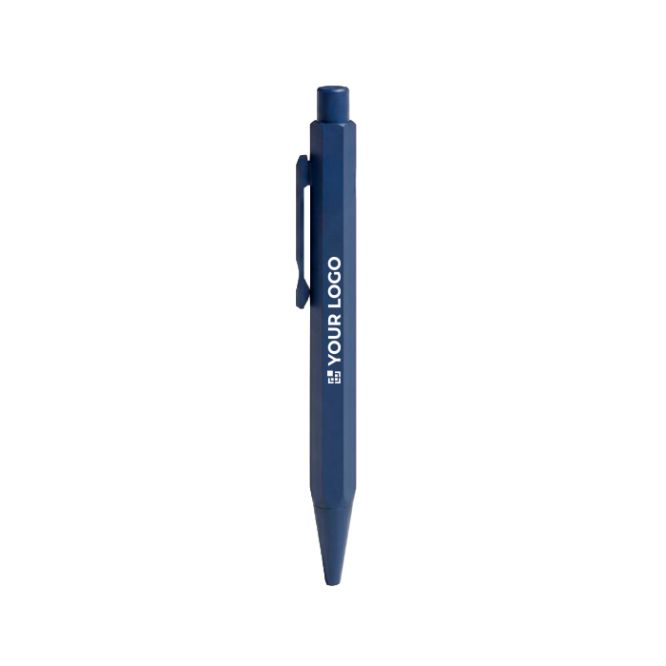 Penna a sfera in alluminio con meccanismo a pulsante e inchiostro blu