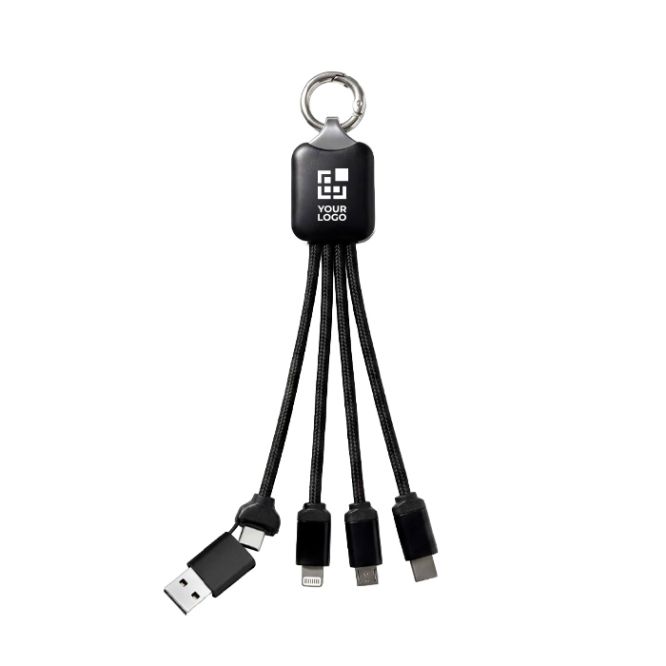 Cavo multi-ricarica 4 in 1 con connessioni multiple e moschettone 10W