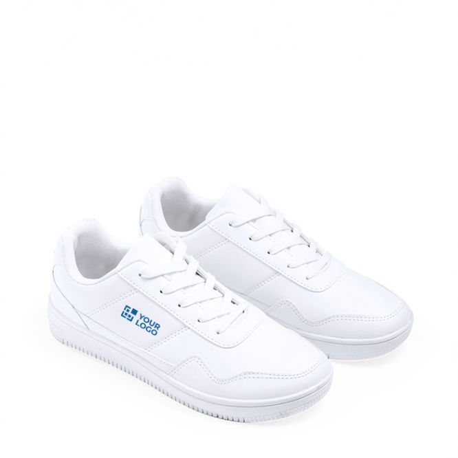 Scarpe bianche in poliestere con lacci abbinati 