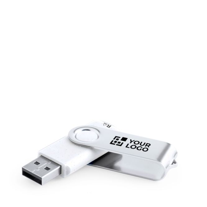 USB in plastica riciclata resistente con clip metallica rotante