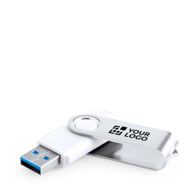 USB con clip metallica in formato rotante e corpo bianco