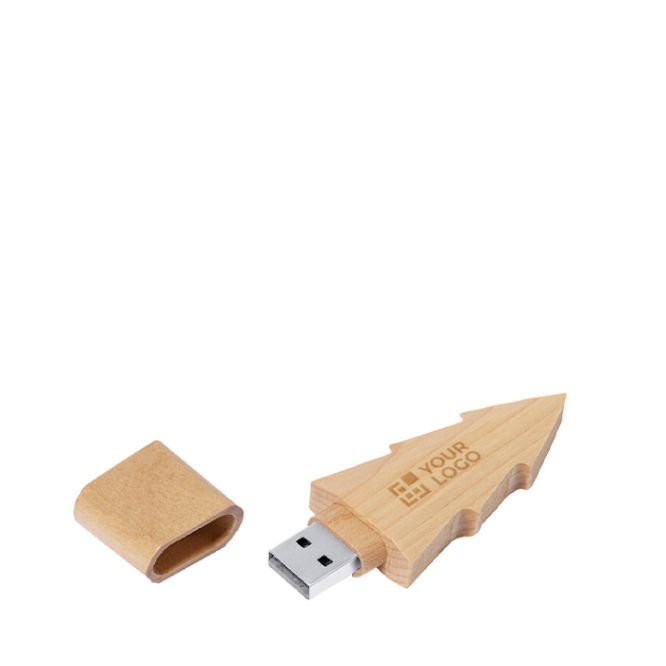 Memoria USB in legno con design in pino e chiusura a cappuccio