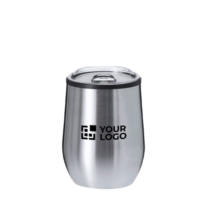 Bicchiere termico in acciaio inox con coperchio trasparente 330 ml
