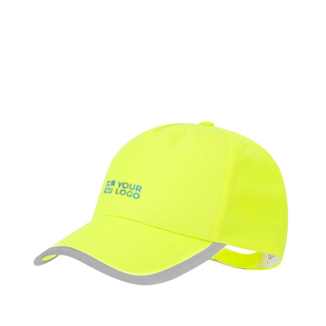 Cappellino fluorescente per bambini in poliestere e chiusura in velcro