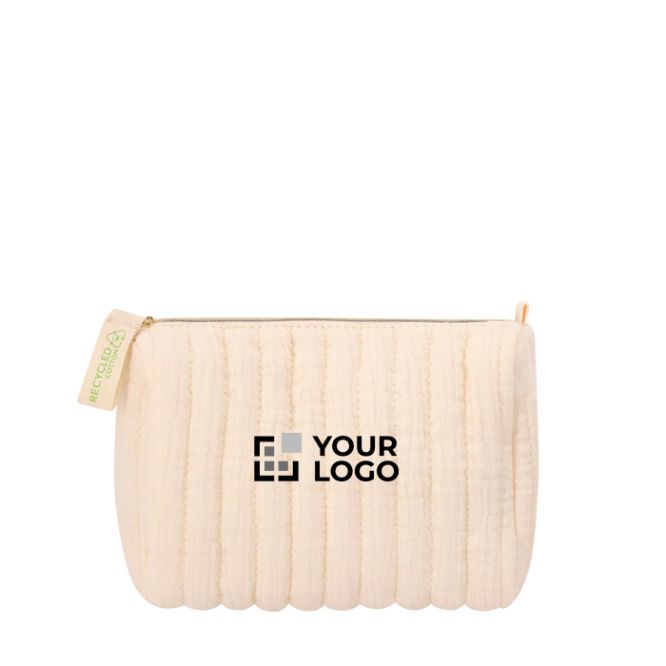 Elegante beauty case in cotone riciclato color crema 120 g/m2